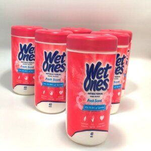 Wet Ones Antibacterial Hand Wipes, Fresh Scent, 40 Ct Canister 6 Pack, 240 Total